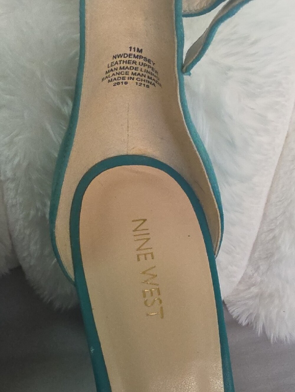 Nine West Teal Open-Toe Ankle-Strap Block Heels - Picture 2 of 9